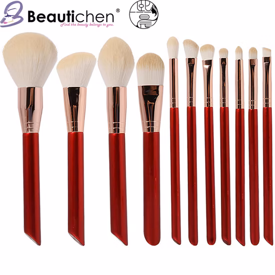 Beautichen New 11PCS Red Wooden Handle Makeup Brush Set