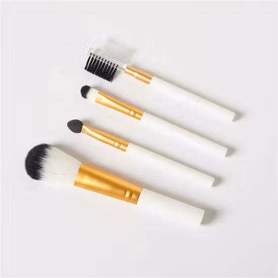 Promotional Professional Custom Logo 4PCS OEM Free Sample Personalized Vegan Luxury Synthetic Bamboo Wood White Makeup Brush Set
