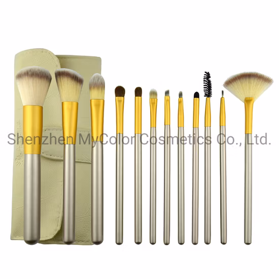 12 Pieces Makeup Brush Set Synthetic Hair Wood Handle Makeup Brush Set with Case