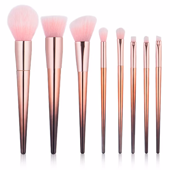 8PCS Gradient Gold Color Plastic ABS Handle Professional Makeup Brushes Set Fashion Beauty Tools