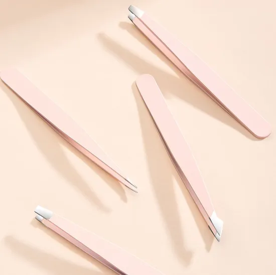 4PCS Manicure Makeup Tool Kits Beauty Tweezer Facial Eyelash Clip Set Eyebrow Tweezers with Leather Case