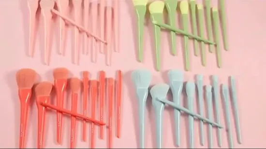 10PCS Green Color Plastic Handle Fashion Makeup Brushes Set with Makeup Bag