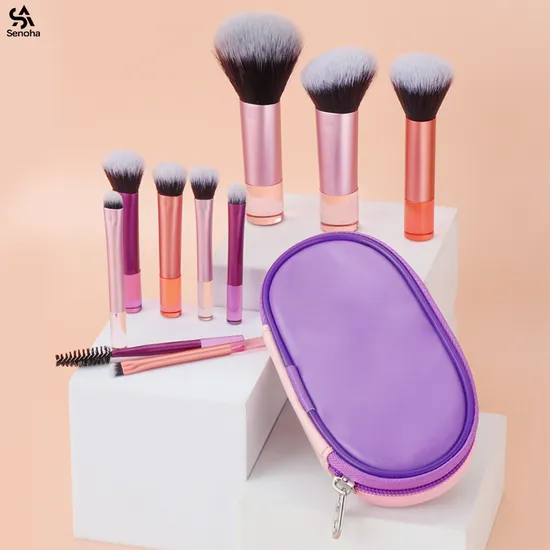 10 PCS Colorful Mini Short Makeup Brush Portable Travel Cosmetic Brush Set 