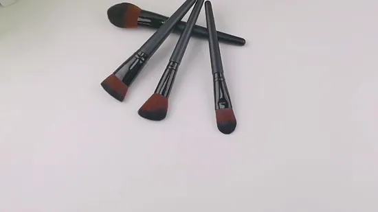Customized Luxury Black High Quality 4PCS Travel Cosmetic Brush Set Makeup Brush Powder Contour Foundation Face Brush Sets 