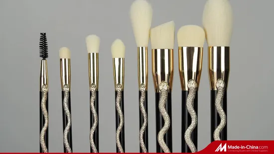 Luxury Makeup Tools 10PCS 3D Snake Shape Makeup Brushes Set with Barrel Holder 