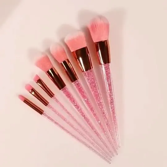 Private Label Bling Make up Brushes High Quality Synthetic Shiny Crystal Glitter Diamond Custom Logo Makeup Brush Set 