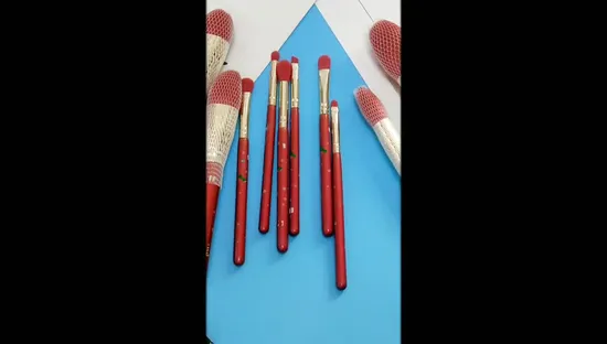 Christmas Gift 10 PCS Red Handle Premiun Synthetic Hair Vegan Makeup Brush Set 