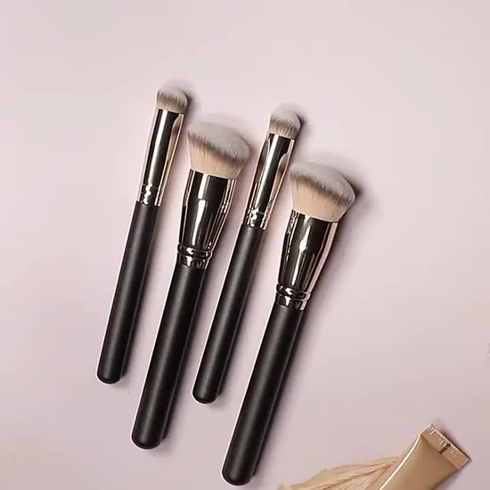 Factory Wholesale 10PCS Black Makeup Brushes Luxury Professional Flat Synthetic Cosmetic Makeup Brush Set 