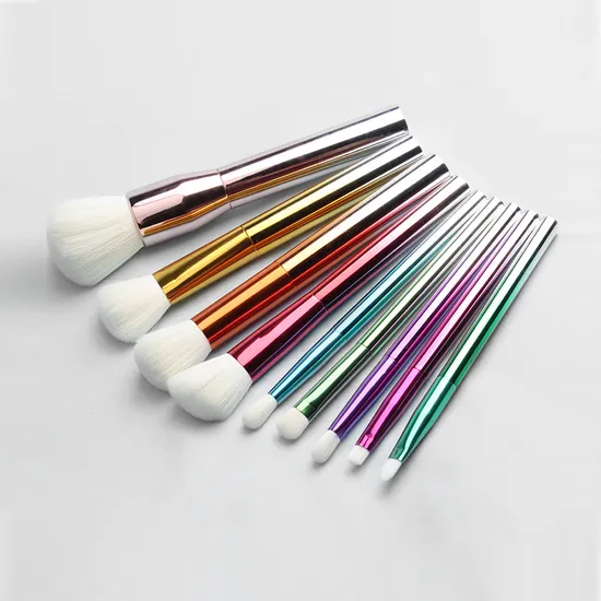 Rainbow Gradient Beauty Nail Art Tool Wholesale 9PCS Professional Cosmetic Makeup Brush Set 