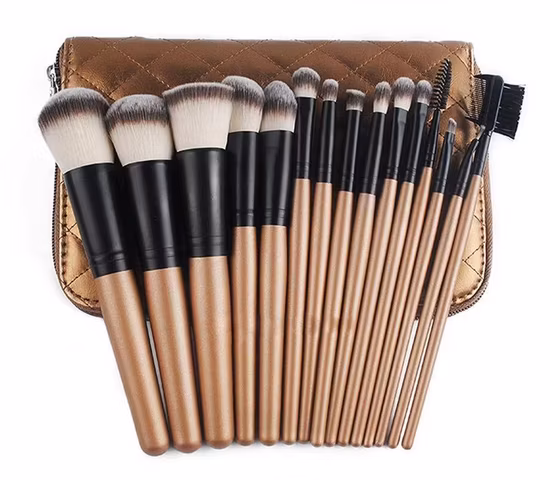 15 Brushes Brown Brush Pack High Quality Synthetic Hair Portable Brush Set Beauty Tools with Makeup Bag 