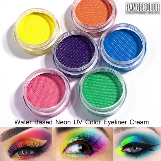 Longlasting Water Based Makeup Neon UV Color Eyeliner Cream, Easy Apply and Wash off Water Active Fluorescent Paint 