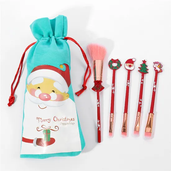 Christmas Style Foundation Power Eyeshadow Eyebrow Eyeliner Makeup Brush Set 